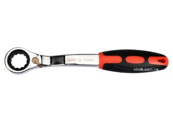 YATO Ключ накидний, вигнутий з тріщаткою YATO: М22, HRC 42-48, Cr-V, з прогумованою ергономічною руч