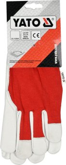 YATO Рукавиці робочі біло-червоні YATO : бавовна + шкіра, розмір 8  | YT-746418