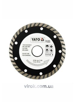 YATO Диск алмазний турбо YATO : "TURBO" Ø= 125x8,0x22,2 мм. H= 2,6 мм  | YT-6023