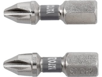 Насадка викруткова YATO PH2 х 25мм. HEX 1/4", покрита нікелем, 2шт.[10]