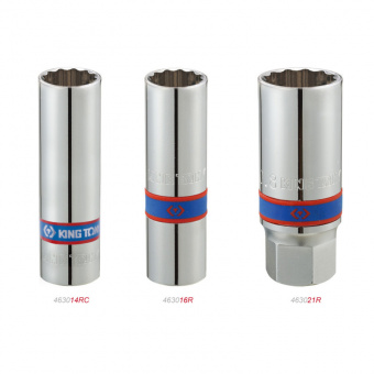 KING TONY Головка свечная 1/2" 16мм 12-ти гранная, резина | 463016RC