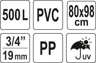 FLO Бак збірний дощової води з ПВХ : 500 л, Ø=3/4", Ø80 x 98 см, стійкий до УФ променів  | 89704