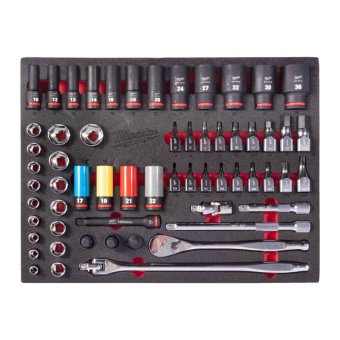 MILWAUKEE Ложемент з головками ударними та хромованими, (60шт) (45х536х417мм) для візків