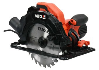 YATO Пила дискова ручна мережева YATO: P=1.5кВт, для диска Ø= 185/20мм, макс. h=2.8мм, кут 0-45°  | 