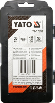 YATO Приладдя для відновлення внутрішньої різьби YATO : М5 x 0.8 мм, HSS 4241/4341, 30 шт  | YT-1763