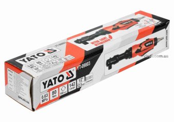YATO Тріщатка пневматична YATO : квадрат- 1/2", F= 80 Нм, спож. повітря- 142 л/хв, тиск- 6.3 Bar  | 