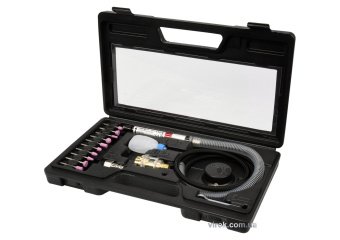 VOREL Шліфмашина пневматична міні, при тиску- 0,63 MPa, сопло Ø=3 мм, з насадками, 16 елем. | 80970