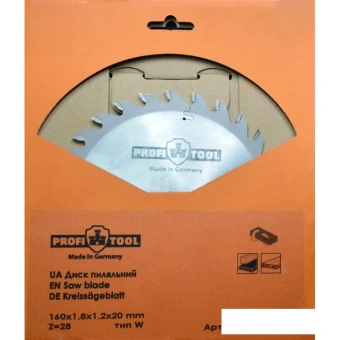 Диск пильный PROFITOOL - 160х1,8х1,2х20 мм W28 (2116018)