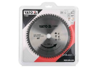 YATO Диск пиляльний победітовий по дереву YATO: 235x25.4x2.8x1.8мм, 60 зубців, R.P.M до 7000 1/хв  |