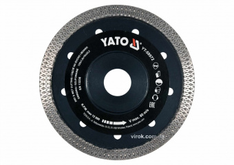 YATO Диск відрізний алмазний YATO Ø= 125x1.6x10x22.2мм по гресу, склу, кераміці. мокрий/сухий різ | 