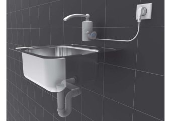 FALA Нагрівач води проточної мереж. до 60°С,3кВт,тиск 0,04-0,6MPa, гусак l=20 см, бічне під'єднання 