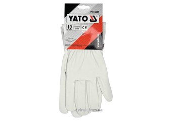 YATO Рукавиці робочі білі з застібкою-липучкою YATO : шкіра, розмір 10  | YT-74647