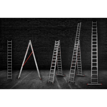 Драбина алюмінієва 3-х секційна Квітка PRO (3х14 сходинок) (110-9814)