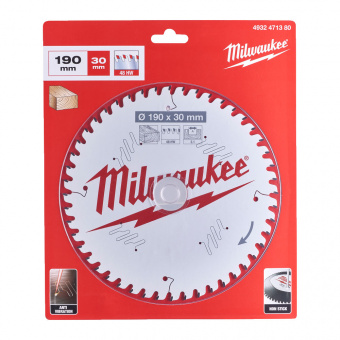 MILWAUKEE Диск пиляльний PFTE THIN KERF , Ø190х30х2,1мм, 48 зуб. | 4932471380