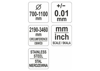YATO Циркометр для кола- 2190-3460мм і діамет. 700-1100мм YATO з метр. і дюйм. шкалами, сталева  | Y