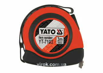 YATO Рулетка YATO : L= 3 м x 16 мм. з нейлоновим покриттям, магнітним наконечником  | YT-7103