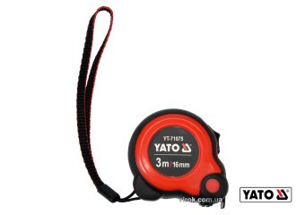 YATO Рулетка YATO : L=3м x16мм, з сталевою стрічкою, нейлоновим покриттям, подвійним блокуванням  | 
