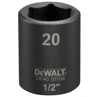 Головка торцева ударна "IMPACT" DeWALT, коротка, 1/2" х 20 мм, шестигранна | DT7538