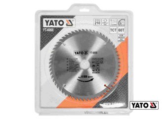 YATO Диск пиляльний победітовий по дереву YATO: 210х30x3.2x2.2 мм, 60 зубців, R.P.M. до 8000 1/хв  |