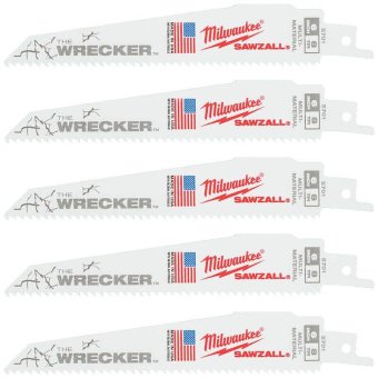 MILWAUKEE Полотно для шабельних пил WRECKER, 150х3,6/2,3мм, (5шт), (метал, деревина з цвяхами)