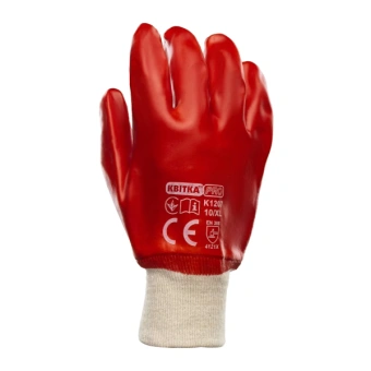 Бензомаслостійкі рукавиці з ПВХ покриттям КВІТКА PRO Industrial (12 пар) (110-1207-10)