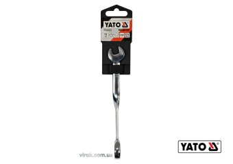 YATO Ключ ріжково-накидний, кручений 90° з тріщаткою YATO : М= 11 x 172 мм, HRC 40-45, Cr-V  | YT-01