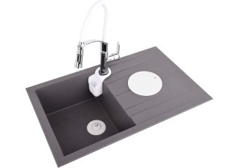 FALA Змішувач води "FLEXIBLE-2" для раковини з гнучкою білою лійкою, регулюв. потоку води, l= 60 см 