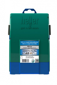 Heller Набор сверл по металлу HSS-COBALT 1-10 мм, 19 шт; шаг 0,5 мм; пластиковая кассета