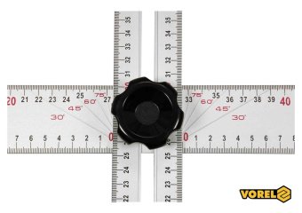 VOREL Кутник алюмінієвий регулювальний : 1200 х 320 мм, з розмітками кутів 30-75°  | 18375