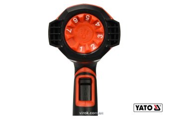 YATO Фен технічний мережевий YATO : 2 кВт, 50-600°C, 250-500 л/хв, 7 режимів температури + 5 насадки