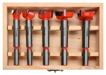 YATO Набір свердл-фрез по дереву YATO : Ø= 15-35 мм, зі шпинделями Ø= 8, 10 мм, у футлярі, 5 шт.  | 