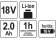 YATO Акумулятор Li-Ion YATO : 18 В, 2.0 А/Год, тривалість заряджання- 1 год  | YT-82842