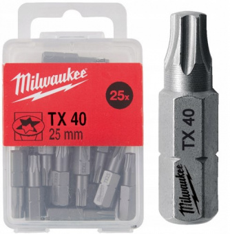 MILWAUKEE Біта , TX40, 25мм, (25шт) | 4932399600