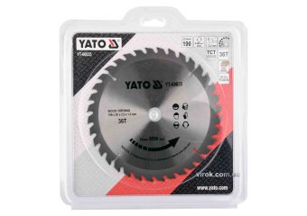 YATO Диск пиляльний победітовий по дереву YATO: 190x20x2.2x1.5 мм, 36 зубців, R.P.M до 8500 1/хв  |