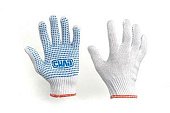 Перчатки Х/Б с ПВХ точкой р10 (белые+черный ПВХ стандарт) СИЛА