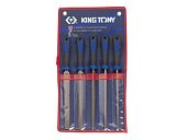 KING TONY Набор напильников 200 мм, двухкомпонентные рукоятки, 5 предметов | 1005GQ