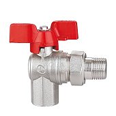 Кран латунний шаровий кутовий з американкою 1/2*1/2 різьба В/З ручка метелик Double-lin | 78-093