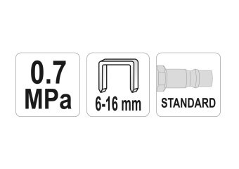 YATO Степлер пневматичний YATO : P= 7 Bar, для скоб h= 6-16 мм, w= 12,7 мм  | YT-09201