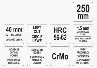 YATO Ножиці по металу YATO "профі" : L= 250 мм, ліві  | YT-1960