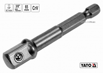 YATO Тримач-адаптер торцевих головок YATO : HEX- 1/4" - квадрат- 3/8", L= 65 мм, Cr-V  | YT-04626