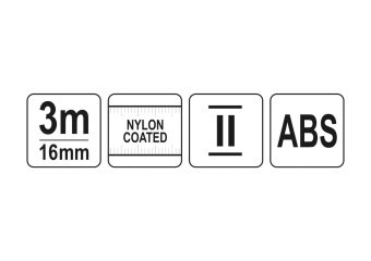 YATO Рулетка YATO : L= 3 м x 16 мм, з сталевою стрічкою, нейлоновим покриттям  | YT-71070