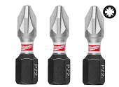 MILWAUKEE Біта SHOCKWAVE, PZ2, 25мм, (3шт)