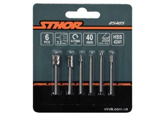 STHOR Фрези по металу HSS до мінішліфмашини зі шпінделем Ø= 3,2 мм, кпл. 6 од.  | 25405
