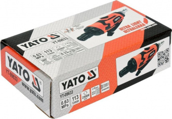 YATO Шліфмашина пневматична, пряма YATO зі шпинделем Ø= 6 мм, Ø= 1/4", 6.3 Bar, 113 л/хв  | YT-09633