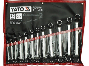 YATO Ключі гнуто - накидні YATO : CrV, М= 6х7-30х32 мм, Набір 12шт.  | YT-0398