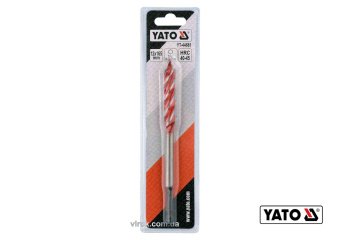 YATO Свердло по дереву YATO : Ø= 12 мм, L= 165 мм, HRC 40-45 з 4 пругами, HEX- 1/4"  | YT-44681