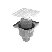 Трап душовий з нерж.решіткою 150х150мм, вертик.випуск 50мм, мокрий гідрозатвор Fonte | 77-477