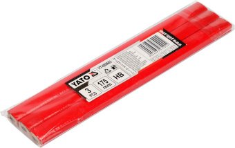 YATO Олівці столярні з твердістю HB YATO: L= 175х 5х 2 мм. 3 шт, в деревяній червоній оболонці  | YT