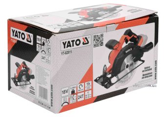 YATO Пила дискова ручна акумуляторна YATO : Li-Ion 18 В, для диска Ø=165/16 мм,24 зуби, (БЕЗ АКУМУЛЯ