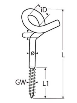 Шуруп крюк нержавеющий качельный 8,8 х 120 /// 814870